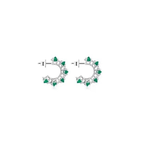 Tous Onyx Black Pavilion Up 4-little Bears Huggers Prongs Dangle Hoops Earrings - Picture 15 of 16